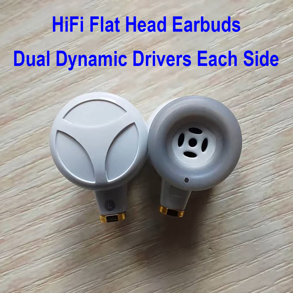 Audiophile Headphone Wired - HiFi Flat Head Earbuds Dual Dynamic