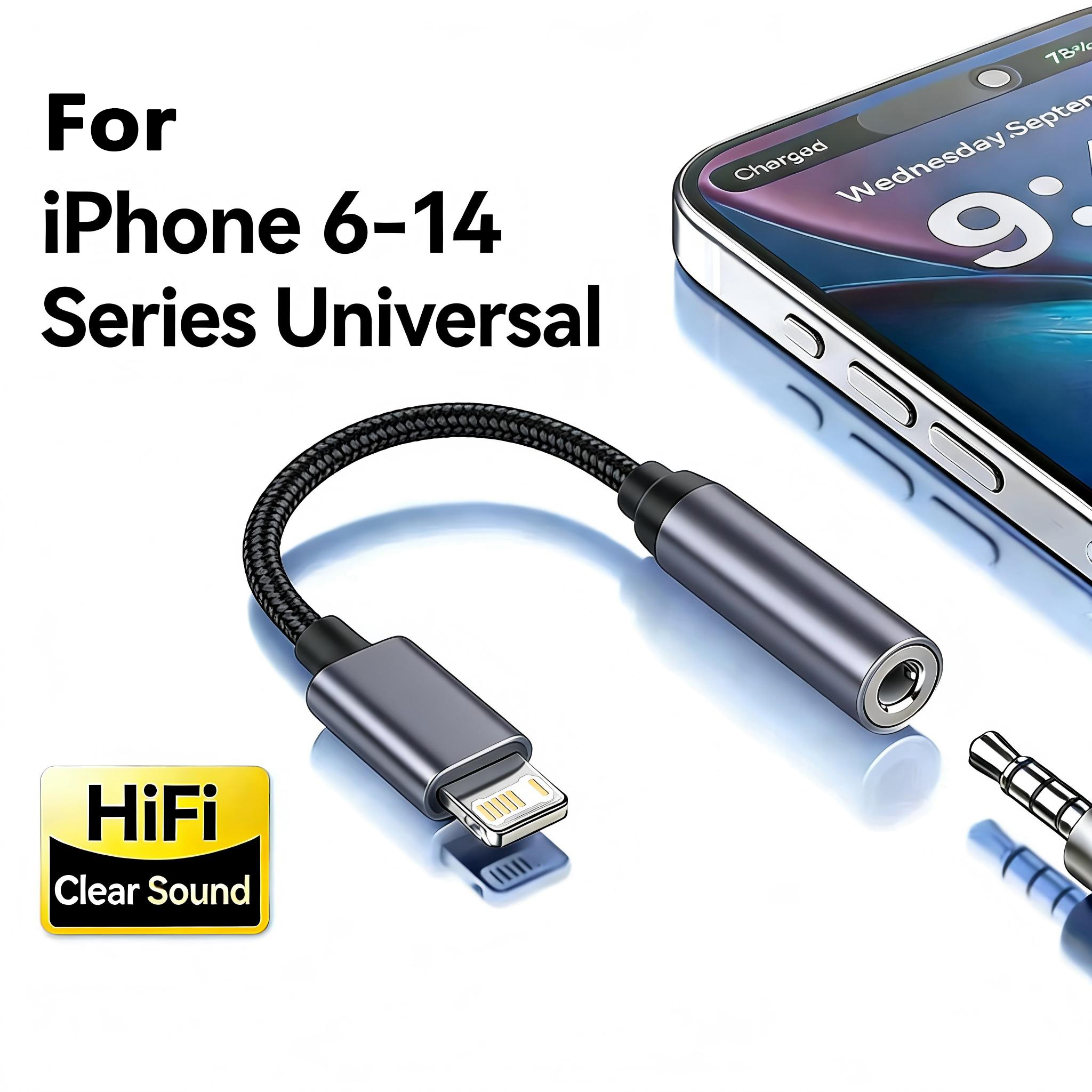 8 Pin to 3.5mm Jack AUX Cable  - Earphone Splitter Jack avis et prix