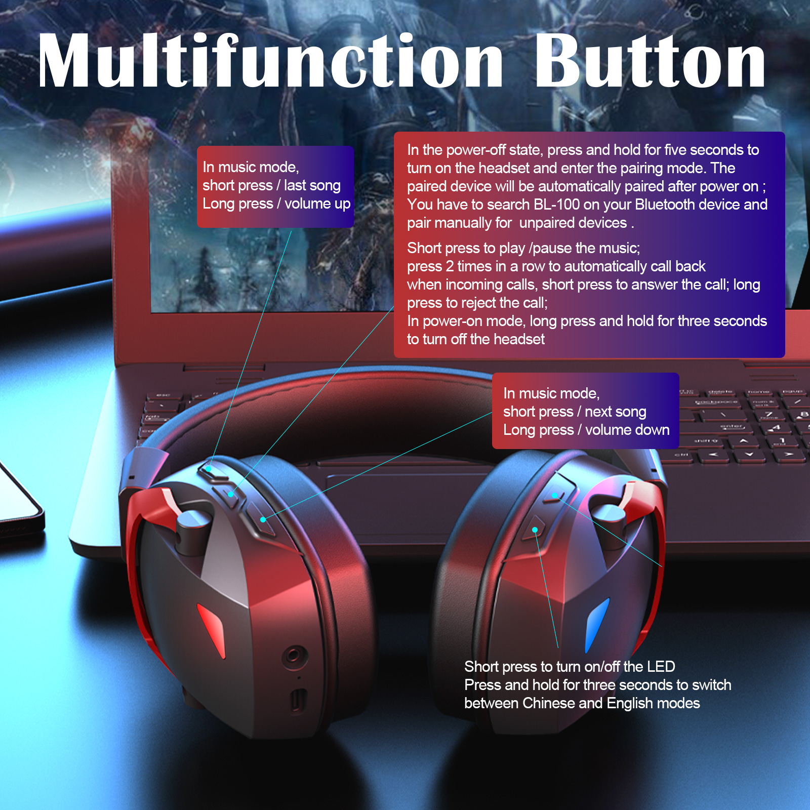 Wireless Gaming Headset with D - Gaming Headset Rgb avis et prix
