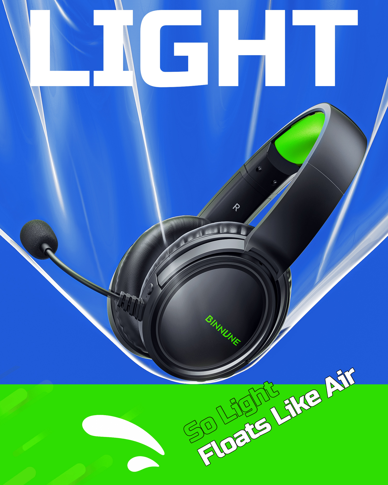 BINNUNE 2.4GHz Wireless Gaming - Wired Earphone Mic avis et prix