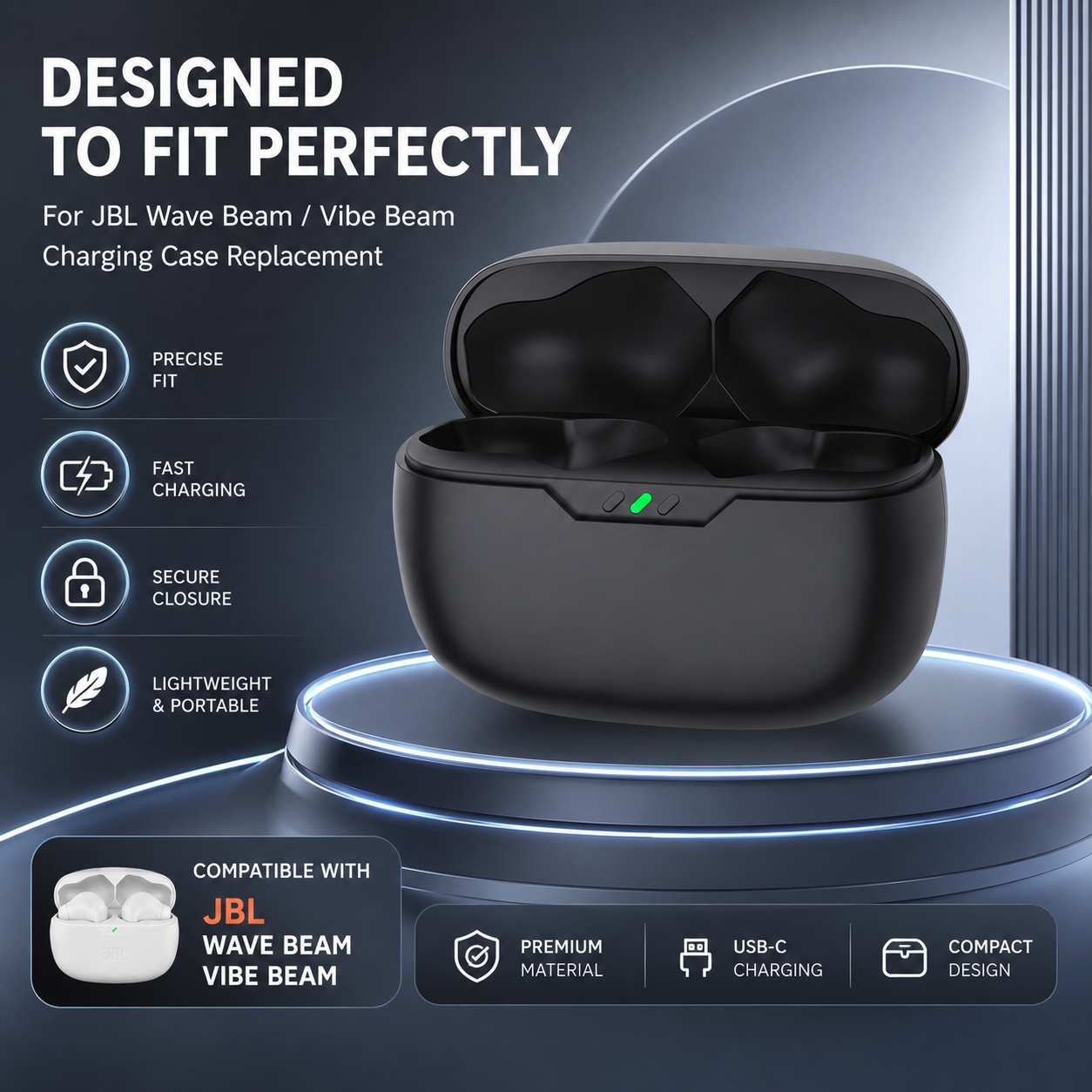For JBL Wave Beam Vibe Beam 60 - Earbuds Charging Case avis et prix